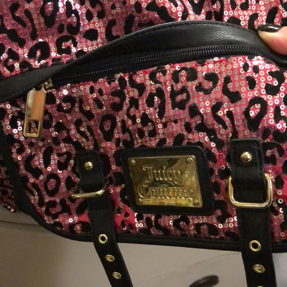 Juicy Couture Sequin Pink and Black Leopard Print Full-size Backpack - Picture 5 of 16